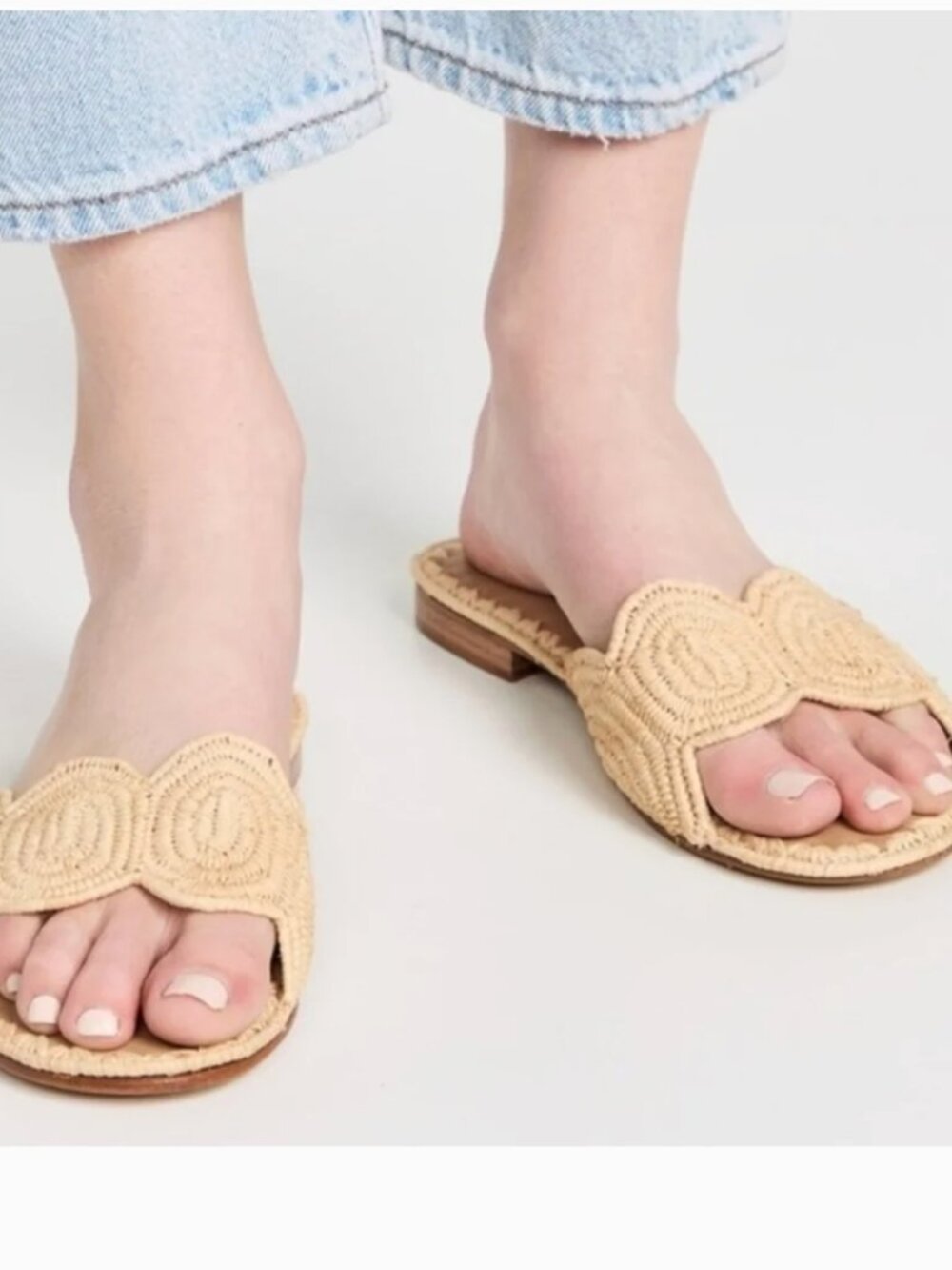 Carrie Forbes Naima Rafia Slides in Natural, Size 39